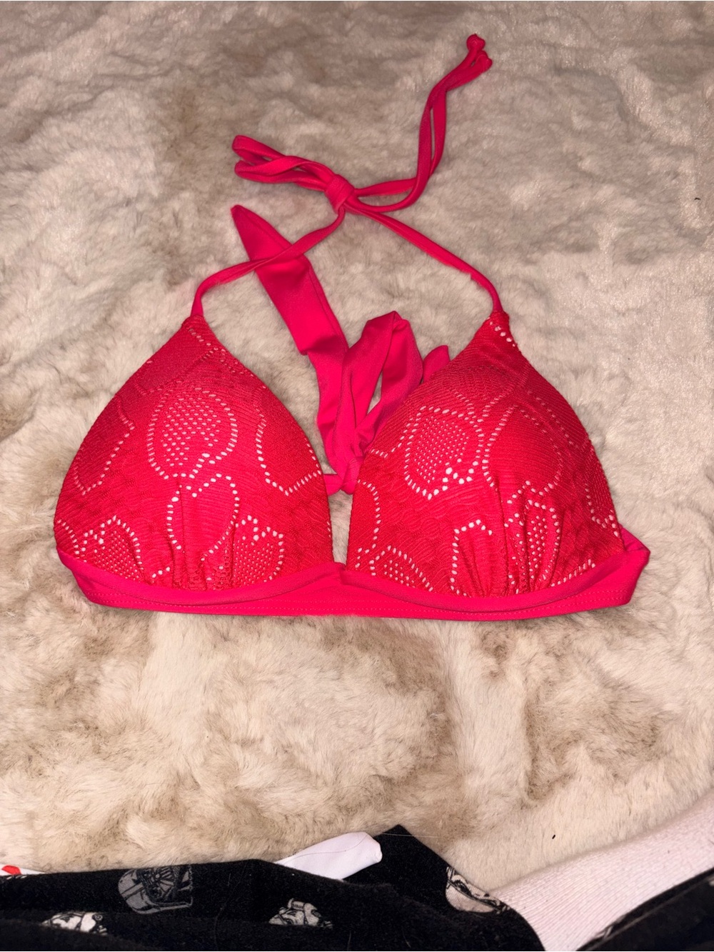 Women's Pink Lace Triangle Bralette